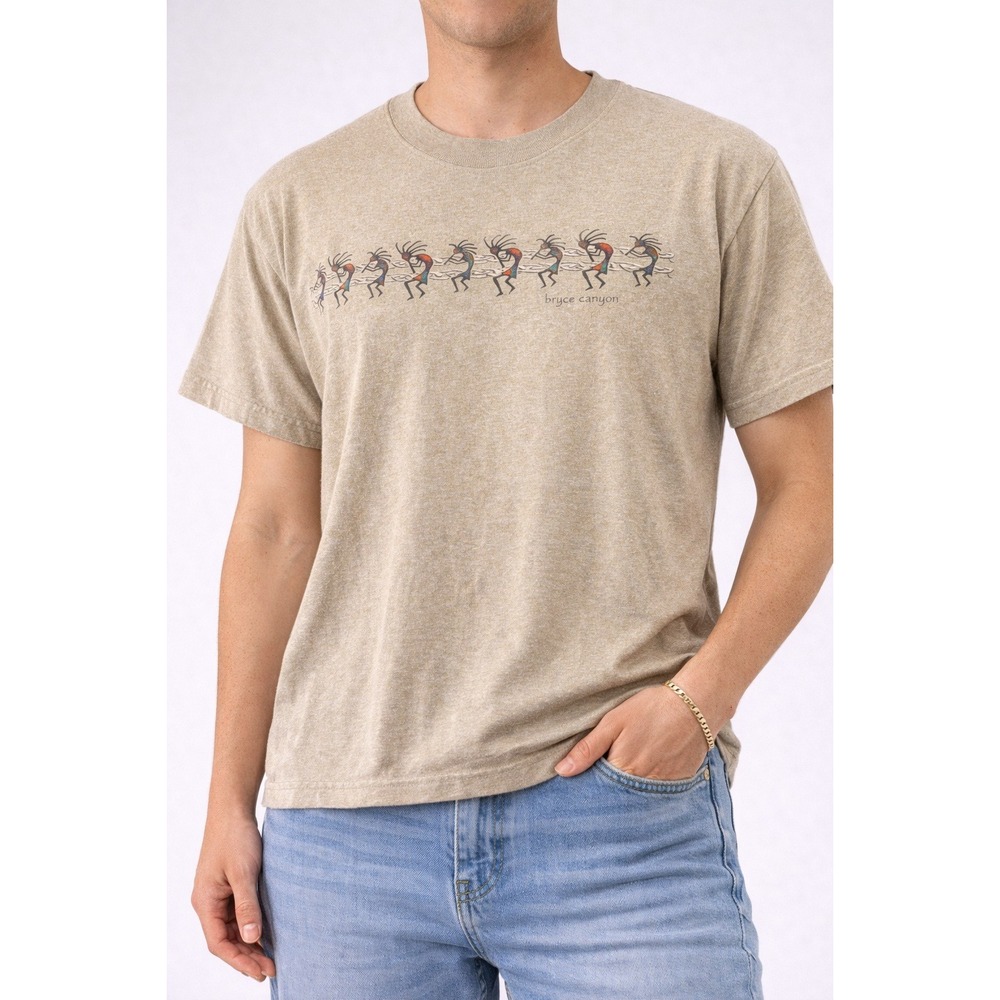 Eco Mountain Bryce Canyon Kokopelli T-Shirt Mens XL Tan Recycled Cotton USA Made